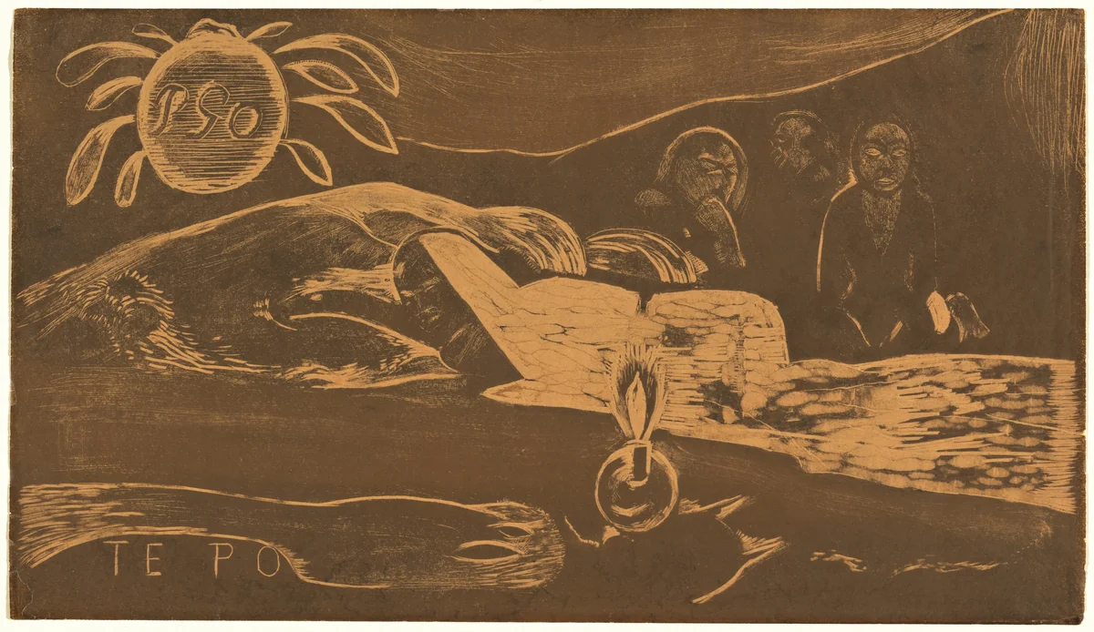 Te Po (The Long Night) by Paul Gauguin, print, 1894-1895