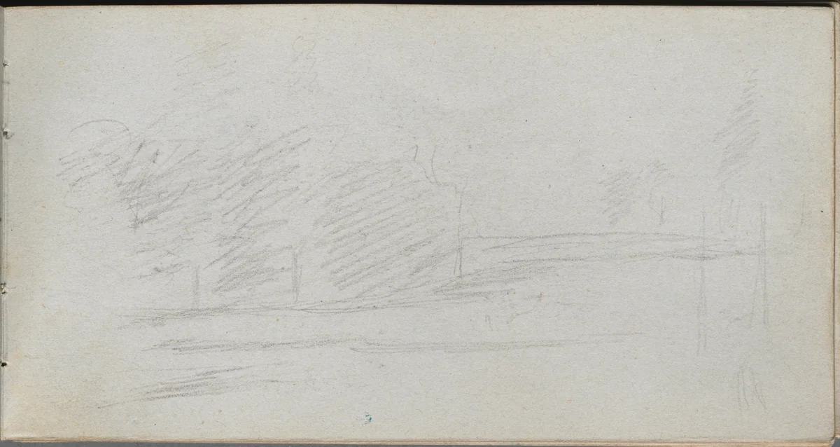 Sketchbook, page 78: Landscape Study by Ernest Meissonier, book, 1860-1869