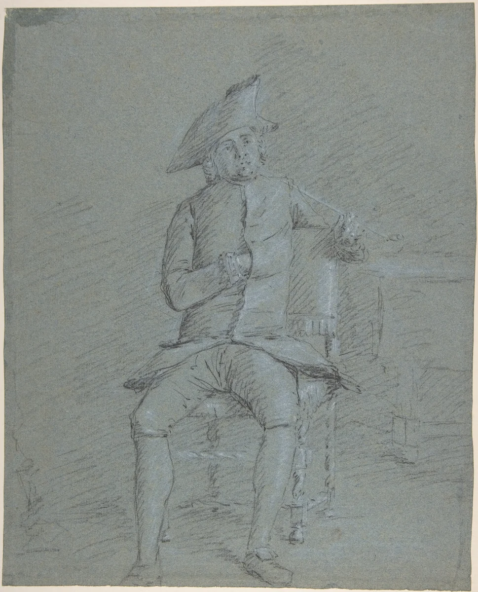 Seated Gentleman Holding a Pipe (recto); Half-Length Study of the Same Man (verso) by Francisco Bayeu, drawing, 1734-1795