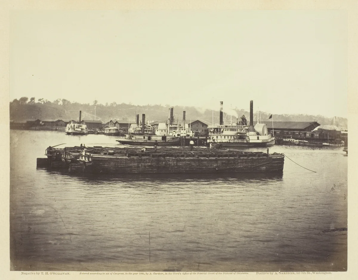 Evacuation of Aquia Creek by Timothy O'Sullivan, photograph, 1863