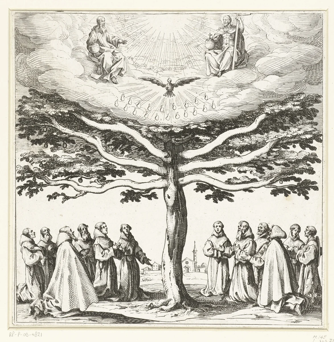 De boom van de Heilige Franciscus by Jacques Callot, print, 1621-1625