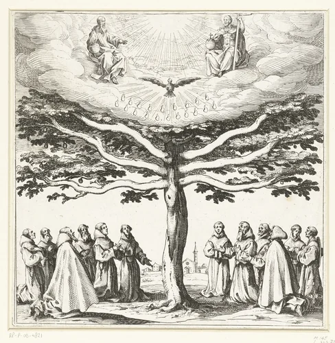 De boom van de Heilige Franciscus by Jacques Callot, print, 1621-1625
