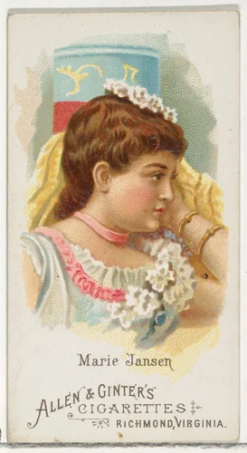 Marie Jansen, from World's Beauties, Series 1 (N26) for Allen & Ginter Cigarettes by Allen & Ginter, print, 1888