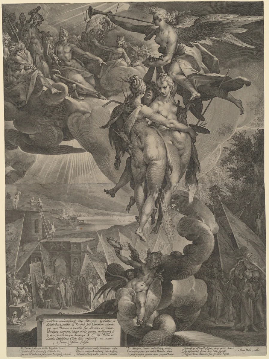 The Apotheosis of the Arts by Jan Muller, print, 1597