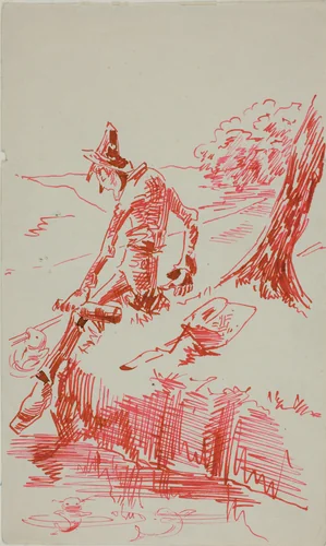 Man Fishing and Holding Bottle by Anders Zorn, drawing, 1880-1920