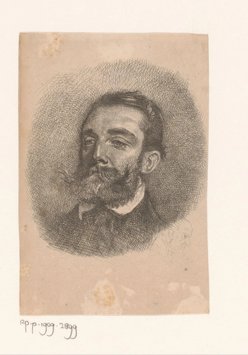 Portret van een onbekende man by Jaroslav Cermak, print, 1841-1878