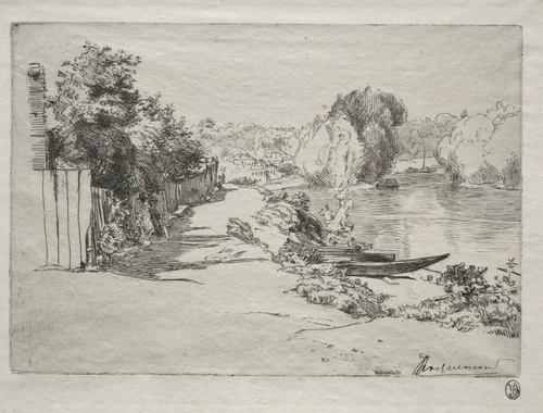 The Seine at Bas-Meudon by Félix Bracquemond, print, 1868