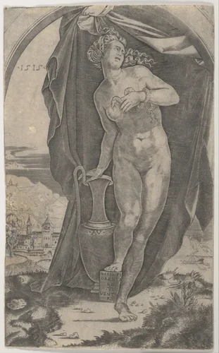 Cleopatra by Agostino Veneziano, print, 1510-1520