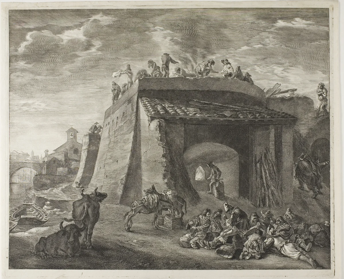 The Large Lime-Kiln, from Cabinet Reynst by Cornelis Visscher, print, 1655-1659
