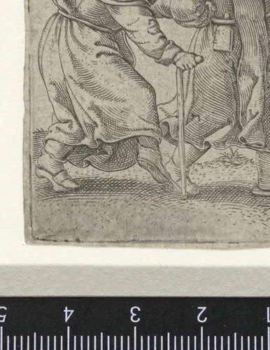 Dansende man en vrouw gekleed als geestelijken by Unknown, print, 1538-1577