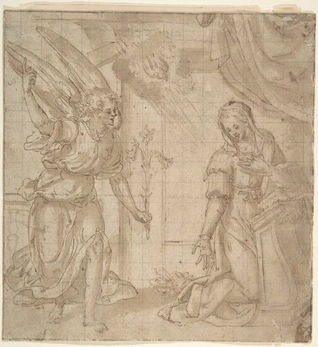 Annunciation by Filippo Bellini, drawing, 1560-1600