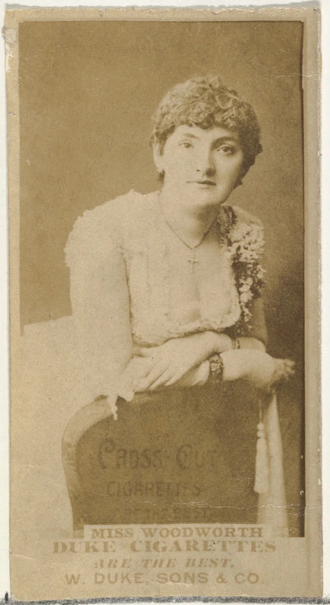 Miss Woodworth, from the Actors and Actresses series (N145-7) issued by Duke Sons & Co. to promote Duke Cigarettes by W. Duke, Sons & Co., photograph, 1880-1889