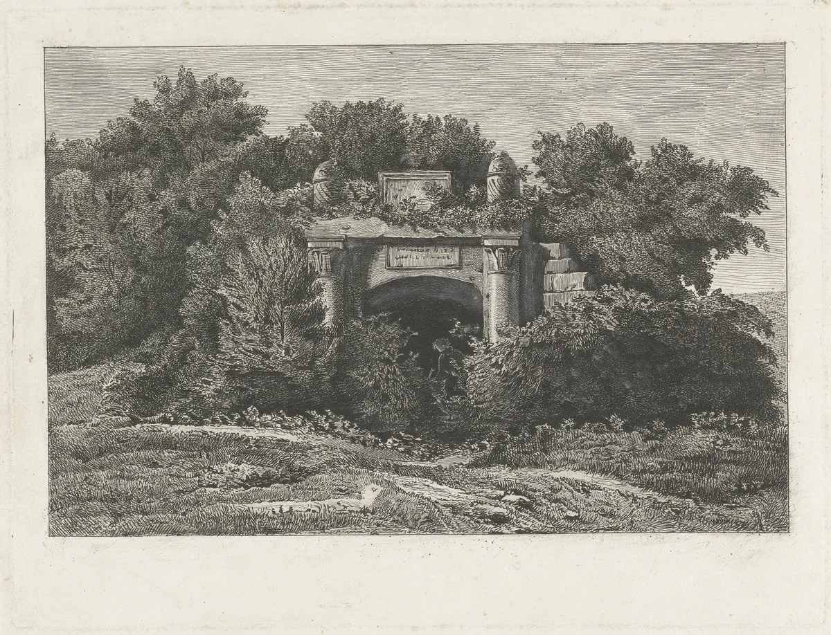 Landschap met ruïne by Johannes Pieter de Frey, print, 1780-1834