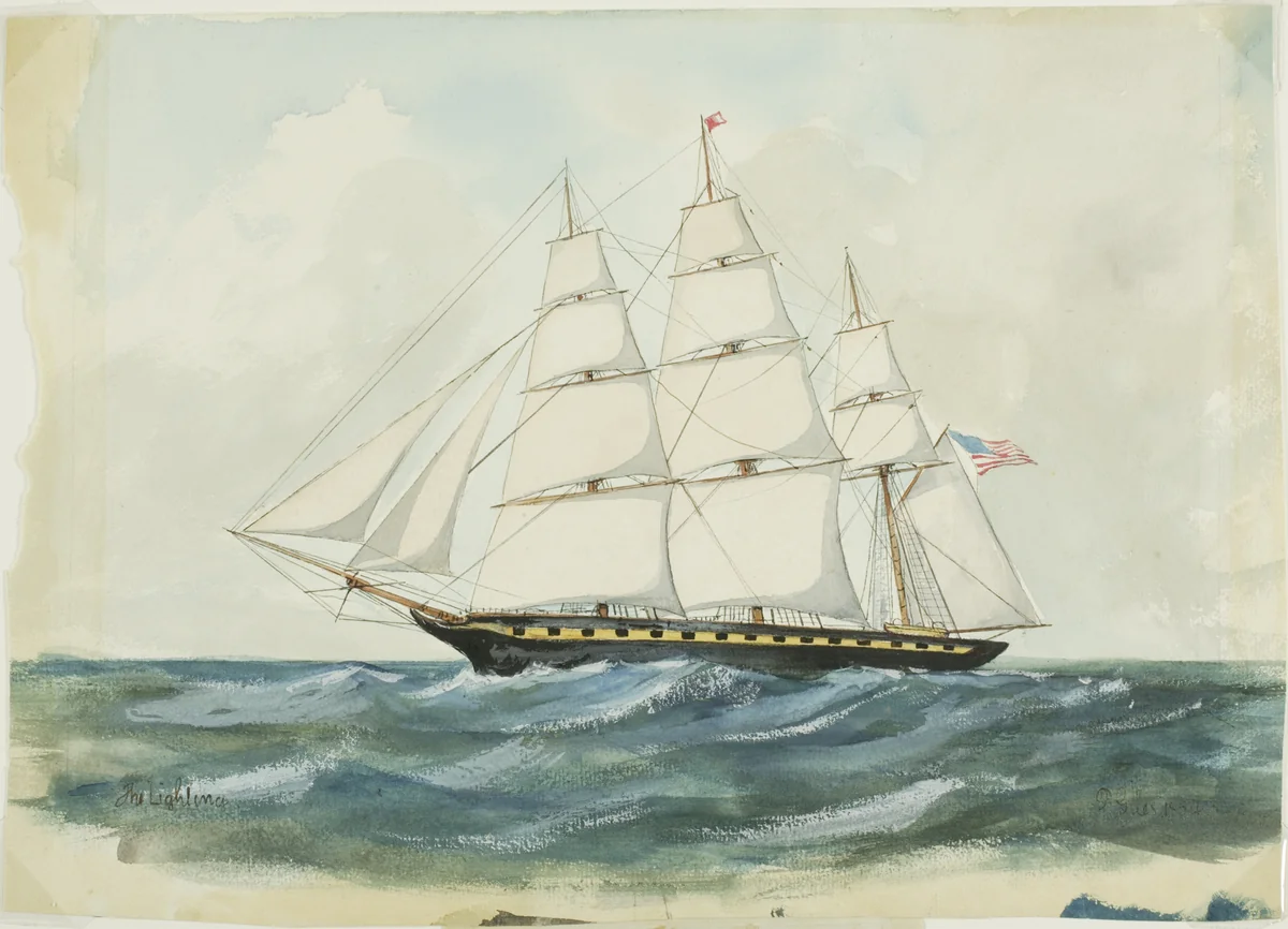 The Boston Clipper, Lightning by P. Giles, painting, 1854