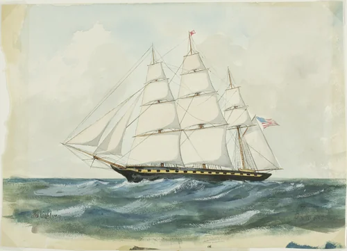 The Boston Clipper, Lightning by P. Giles, painting, 1854