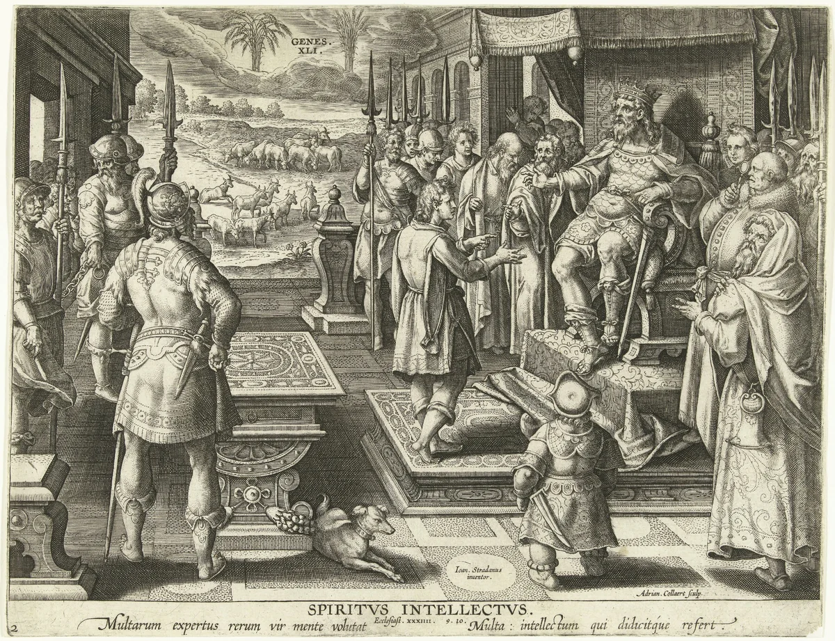 Jozef legt dromen uit: gave van verstand by Unknown, print, 1593-1597