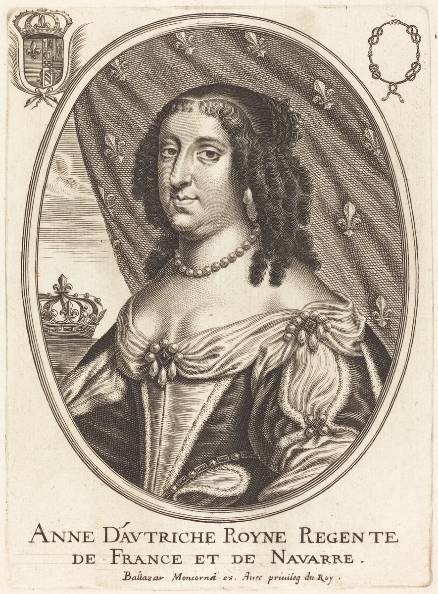 Anne of Austria by Balthasar Moncornet, print, 1600-1668