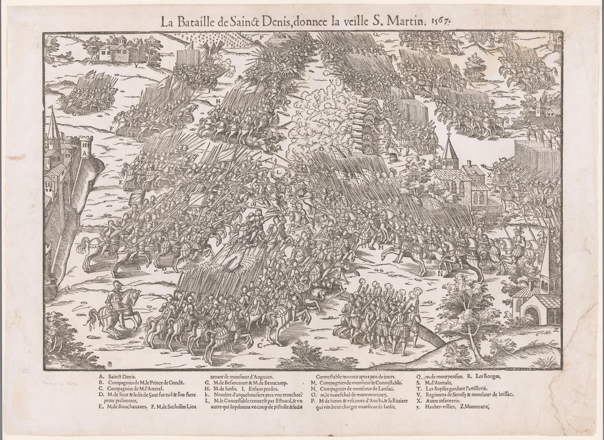 Slag bij Saint-Denis by Unknown, print, 1569-1575