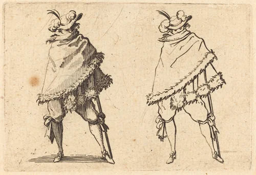Man Wrapped in His Mantle by Jacques Callot, print, 1622