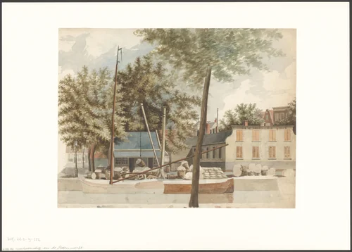 Gezicht op de Herenmarkt by Johan George Lodewijk Rieke, drawing, 1827-1898
