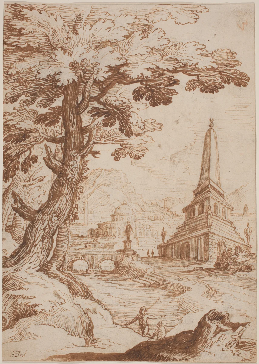Heroic Landscape by Paul Bril, drawing, 1554-1626