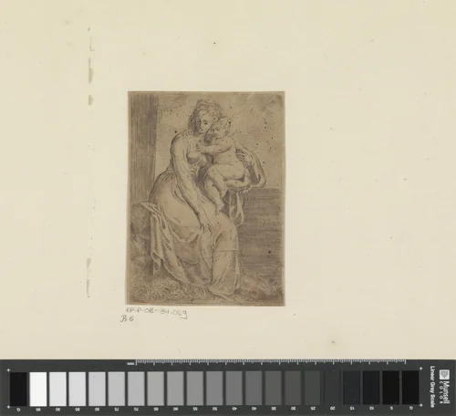 Maria met kind by Battista Angolo del Moro, print, 1524-1575