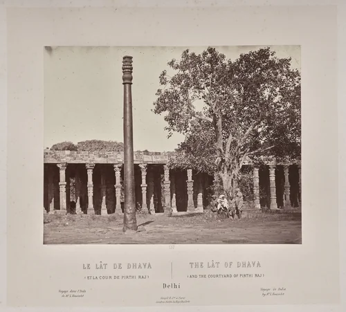 The Lât of Dhava and the Courtyard of Pirthi Raj, Delhi by Louis-Théophile Marie Rousselet, photograph, 1865-1870