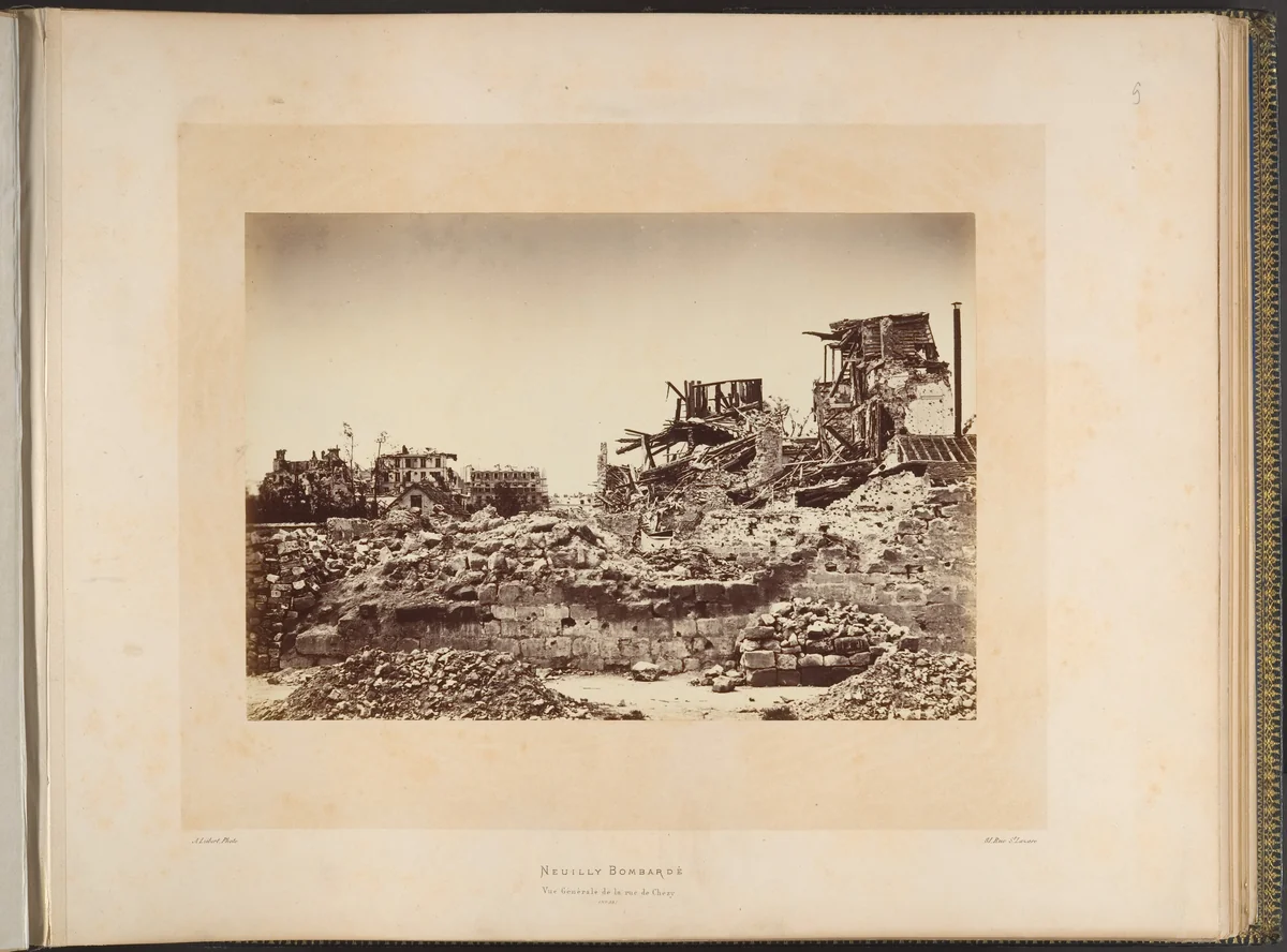 Neuilly Bombarded. General View of the rue de Chezy by Alphonse J. Liébert, photograph, 1871