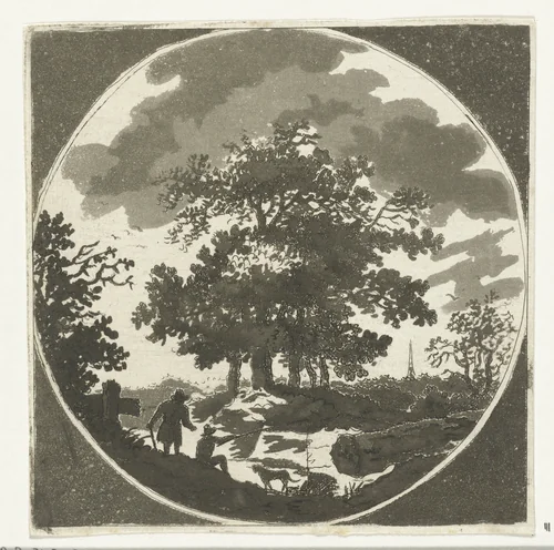 Landschap met hengelaar by Anthonie van den Bos, print, 1778-1838