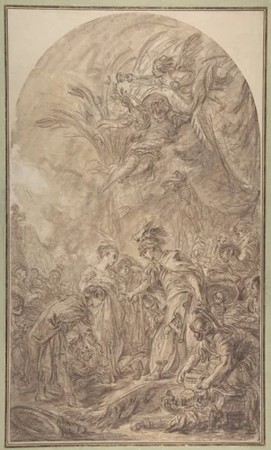 The Continence of Scipio by François Boucher, drawing, 1700-1770