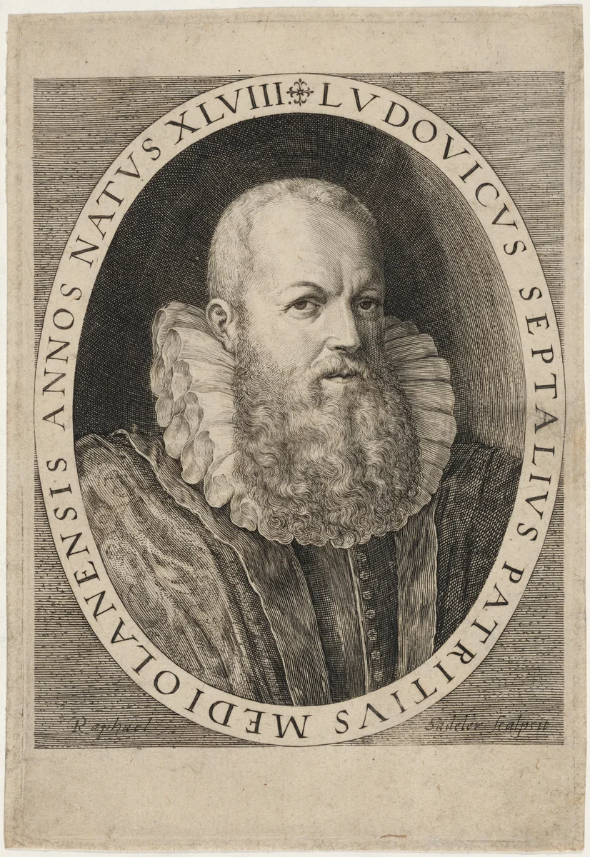 Ludovicus Septalius, Patricius Mediolanensis by Raphael Sadeler I, print, 1560-1632