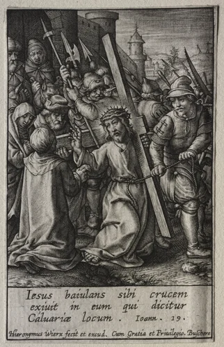The Passion: Christ Carrying the Cross by Hieronymus Wierix, print, 1614-1624