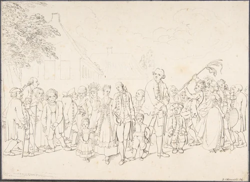An Aristocratic Family Visiting Paupers by Daniel Nikolaus Chodowiecki, drawing, 1746-1801