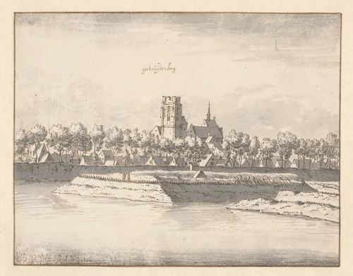 View of Geertruidenberg, Noord-Brabant by Barend Klotz, drawing, 1672