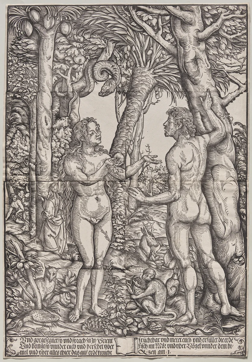 The Fall of Adam and Eve by Hans Burgkmair, print, 1525