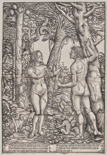 The Fall of Adam and Eve by Hans Burgkmair, print, 1525