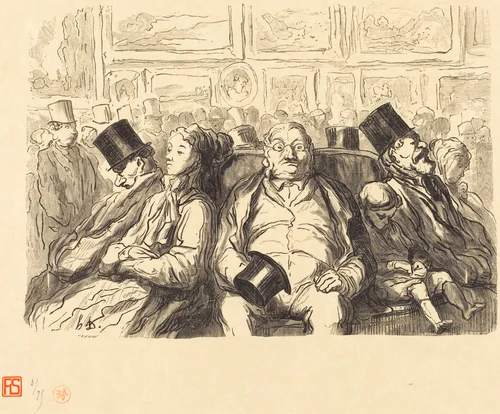 Exposition des Beaux-Arts - Dans le salon carre - Un Instant de repos by Étienne Honoré Daumier, portfolio, 1868