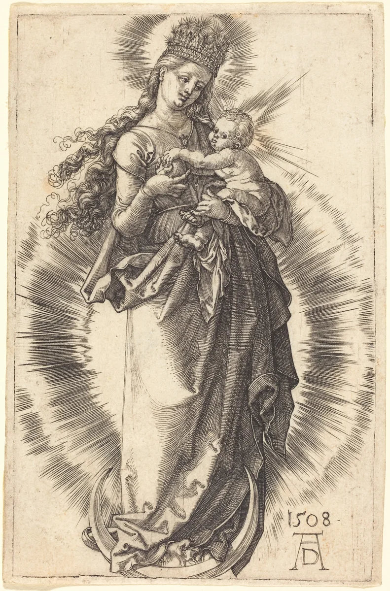 The Virgin and Child on a Crescent with a Starry Crown by Albrecht Dürer, print, 1508