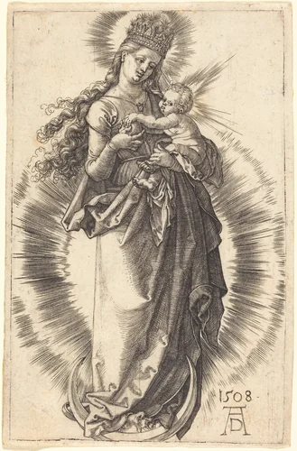 The Virgin and Child on a Crescent with a Starry Crown by Albrecht Dürer, print, 1508