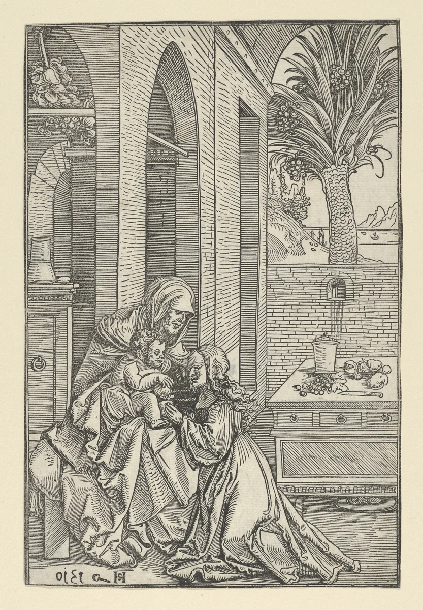Virgin and Child with Saint Anne by Hans Schäufelein, print, 1510