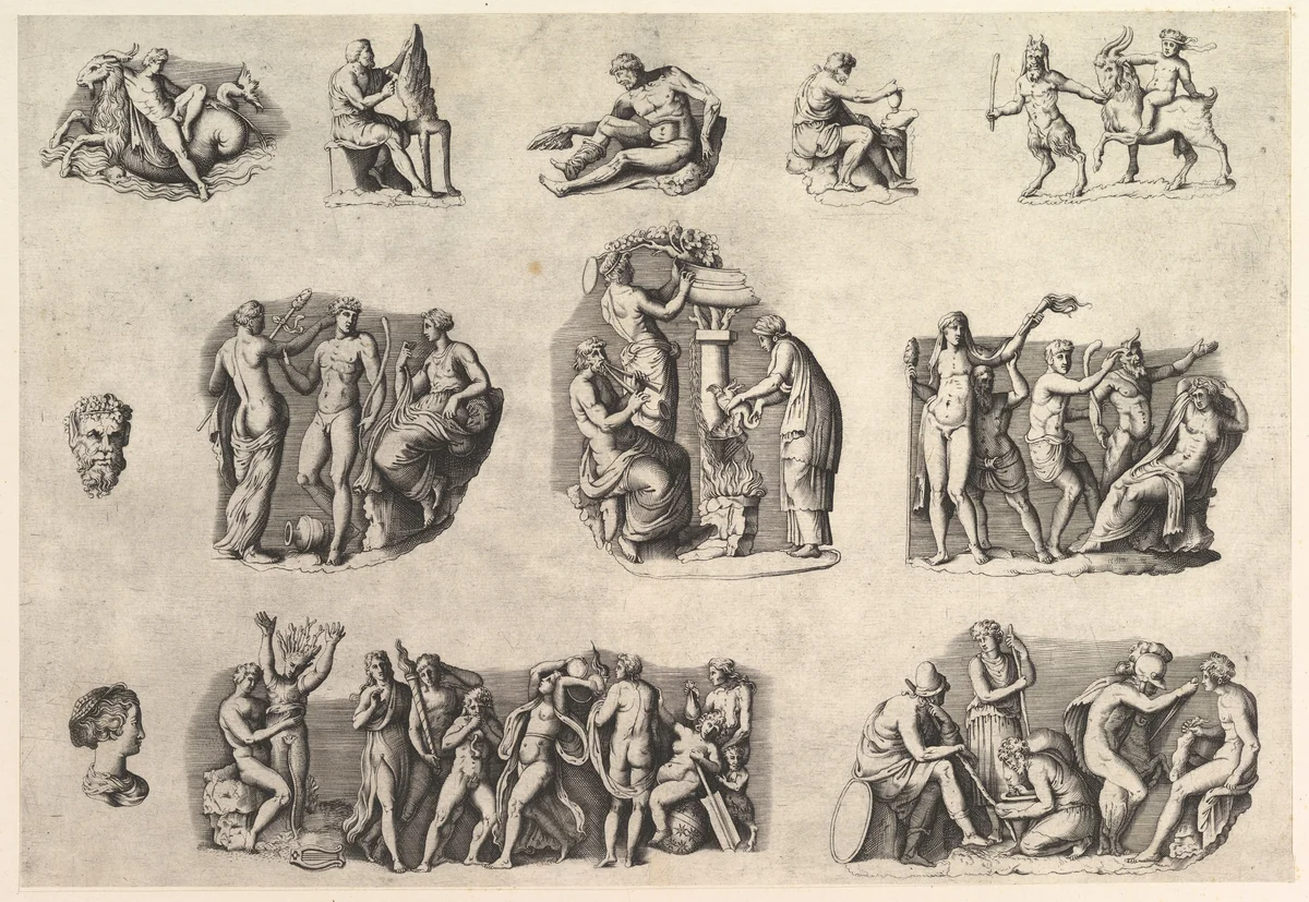 Subjects after Antique Cameos and Gems, from "Speculum Romanae Magnificentiae" by anonymous, print, 1545-1582