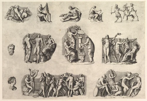 Subjects after Antique Cameos and Gems, from "Speculum Romanae Magnificentiae" by anonymous, print, 1545-1582