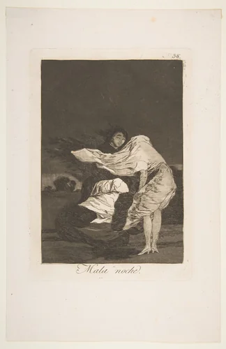 A bad night (Mala noche), plate 36 from "Los Caprichos" by Goya, print, 1799
