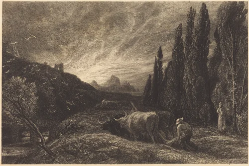 The Early Ploughman by Samuel Palmer, print, 1861