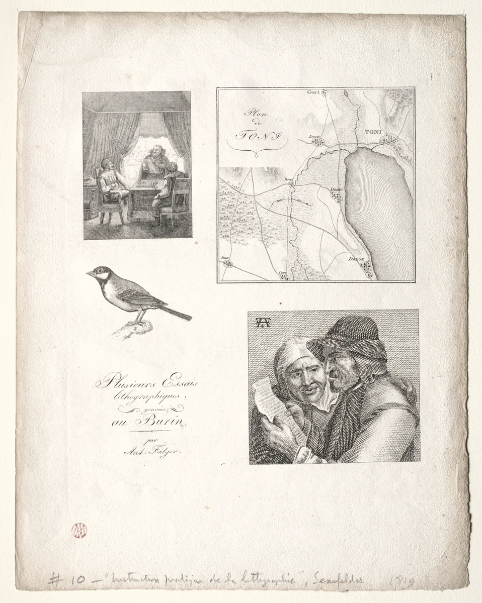 L'art de la litographie:Four Subjects after Falger by Alois Senefelder, print, 1819