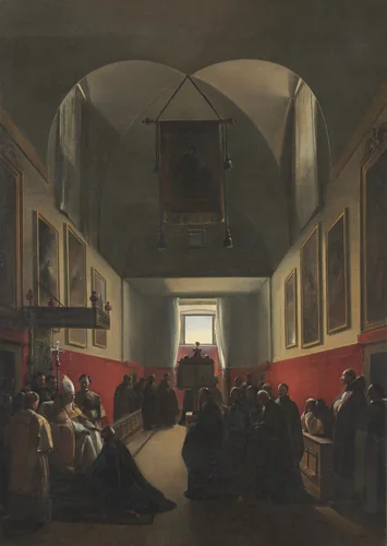 Homage to a Bishop by François Marius Granet, painting, 1839