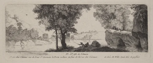 River Landscape with an Angler by Antoine de Marcenay de Ghuy, print, 1773