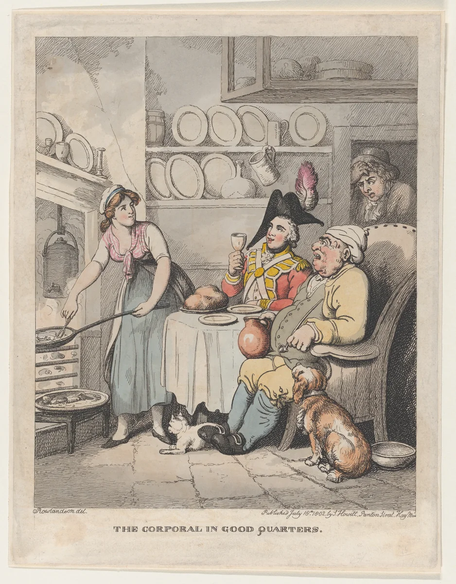 The Corporal in Good Quarters by Thomas Rowlandson, print, 1802