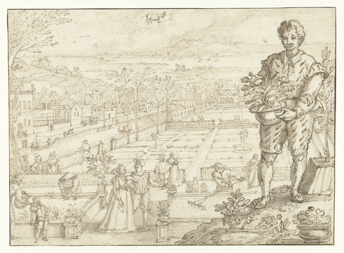 The Month of April by Joos de Momper, drawing, 1590-1610