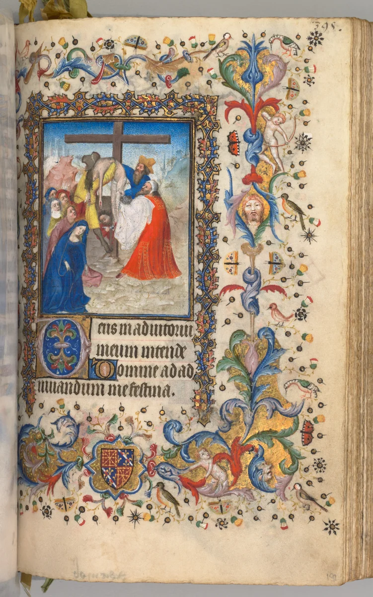 Hours of Charles the Noble, King of Navarre (1361-1425): fol. 192r, Descent from the Cross by Master of the Brussels Initials and Associates, book, 1400-1410
